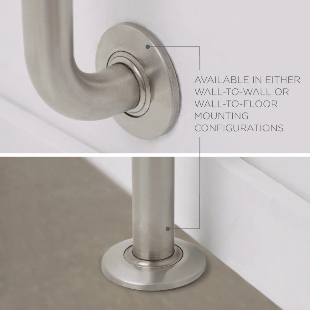 36" Swing Away Wall Bathroom Grab Bar, Satin Stainless, 36" Wall to Wall