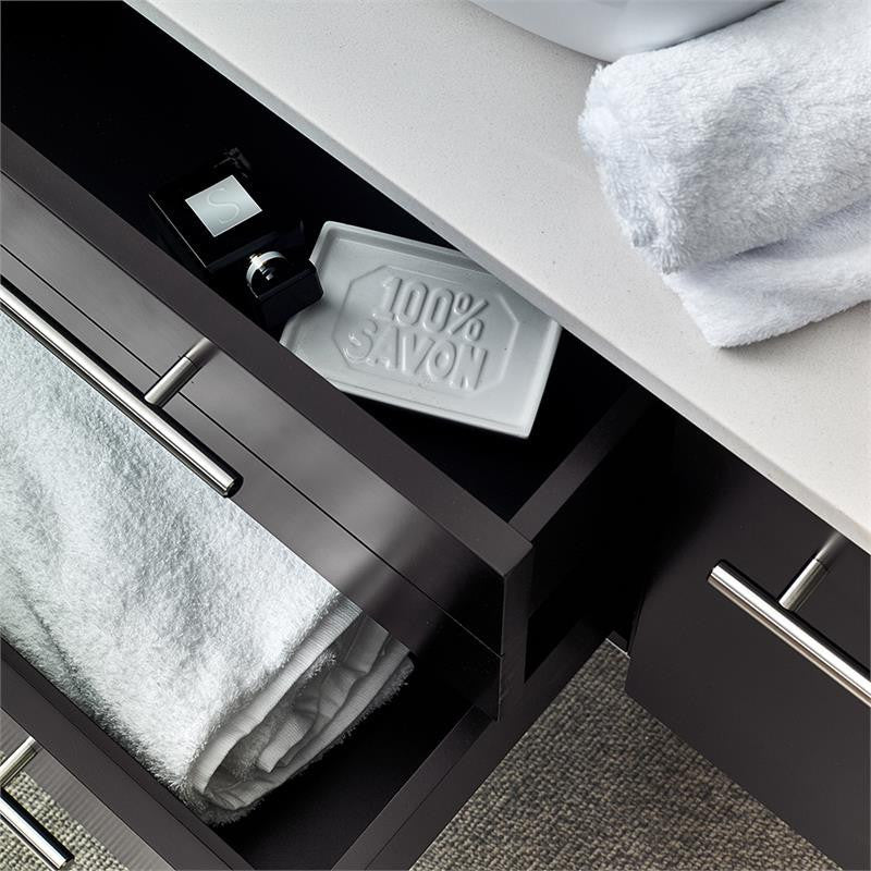 Fresca Lucera 36" Wall Hung Bathroom Vanity w/ Medicine Cabinet, Espresso, Vesse