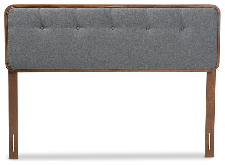 Palina Mid-Century Modern Dark Gray Walnut Brown Wood King Size Headboard