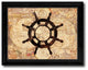 Wheel Vintage Nautical Map Print on Canvas with Picture Frame, 30" x 39"
