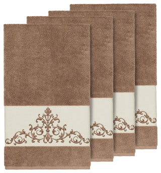 Scarlet 4-Piece Embellished Bath Towel Set, Latte