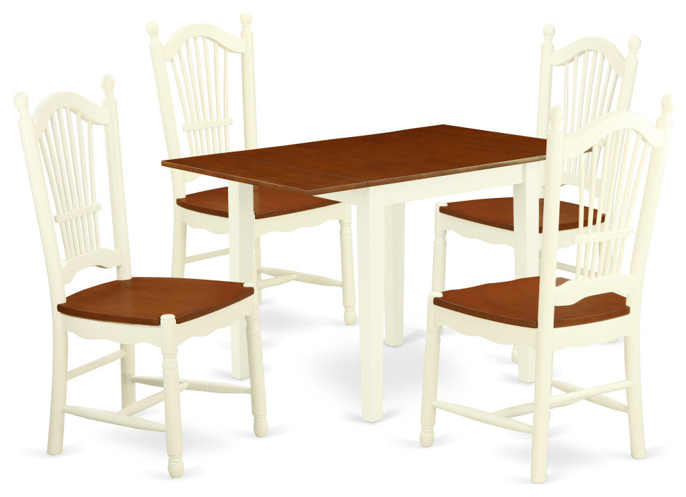 Kitchen Set 5 Pcs- 4 Chairs, Table, Buttermilkfinish Structure.