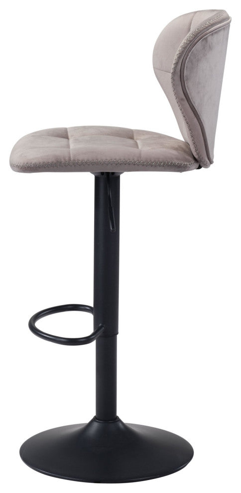 Bar Stool Chair Barstool, Steel Metal, Fabric, Gray, Black, Cafe Bistro