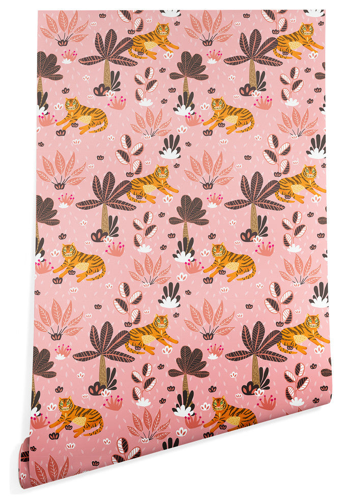 Deny Designs Hello Sayang Tyger Tyger Wallpaper, Pink, 2'x10'