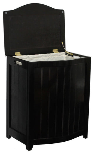 Oceanstar Bowed Front Wood Laundry Hamper With Interior Bag, Mahogany