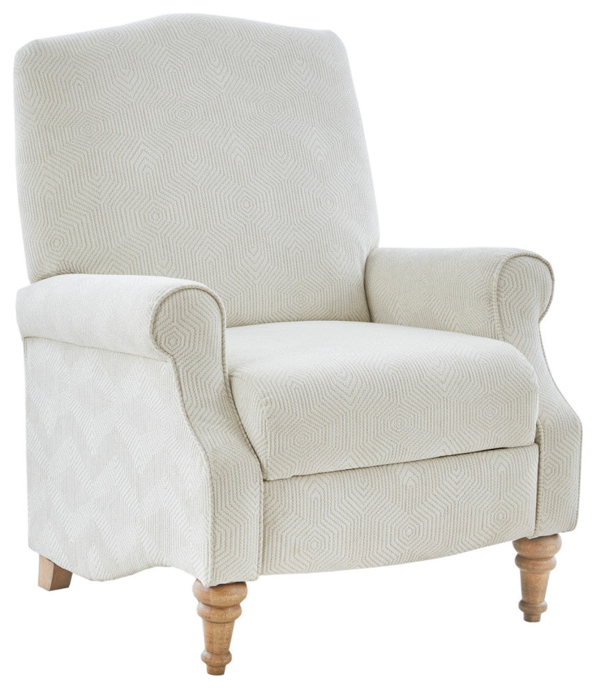 Madison Park Camel Oak Push Back Recliner, Patterned Ivory