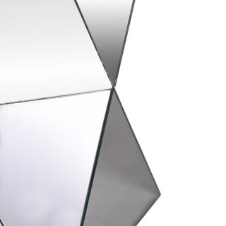 Pedestal table crafted in triangular mirror