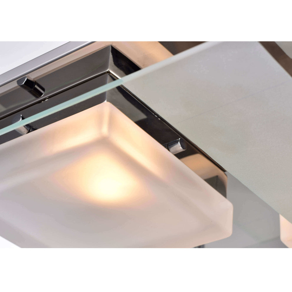 Lynn Chrome 2-light Square Frosted Glass Flush Mount Ceiling Light
