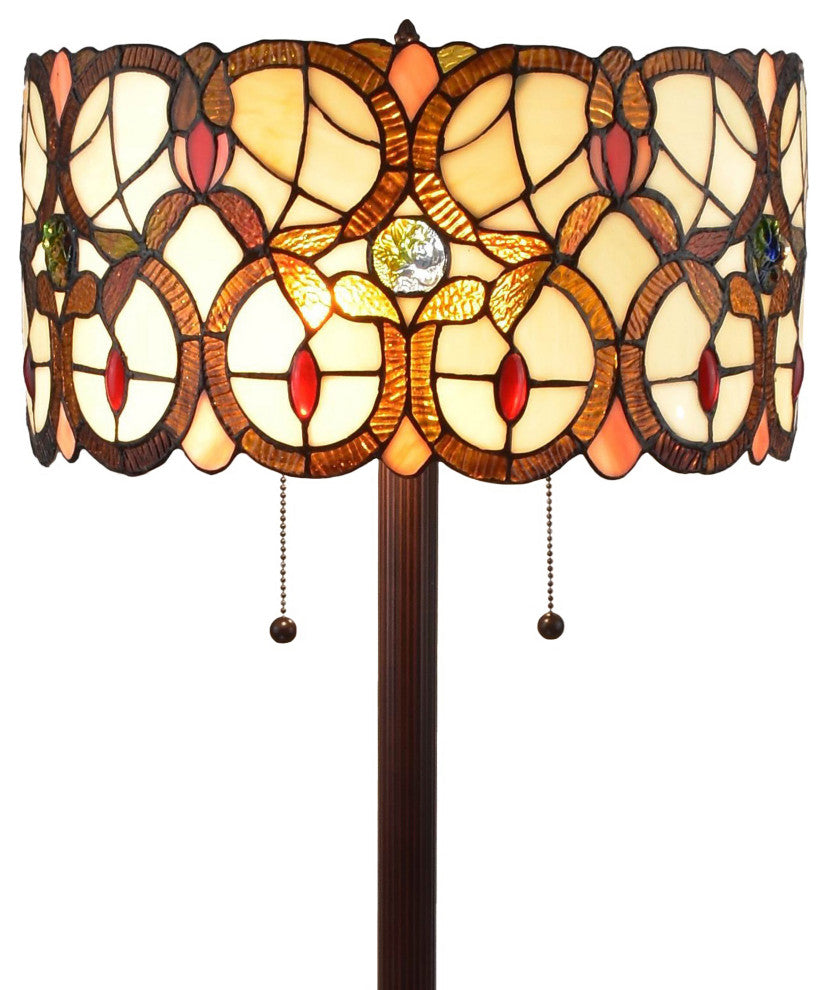 Tiffany Style 2 Light Drum Floor Lamp 63" Tall