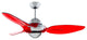 Vento Clover Indoor Chrome Ceiling Fan With 3 Translucent Red Blades, 54"