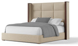 Nativa Interiors Irenne Square Tufted Bed, Flax, King, Medium 67"