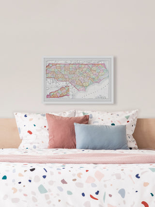 "Colored Map Ocean" Framed Painting Print, 36x24