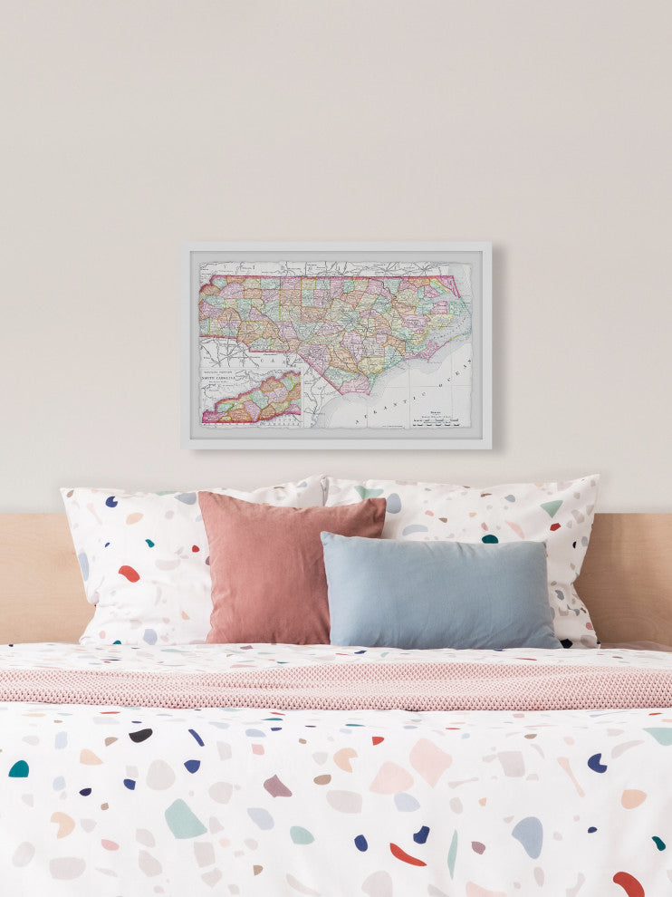 "Colored Map Ocean" Framed Painting Print, 36x24