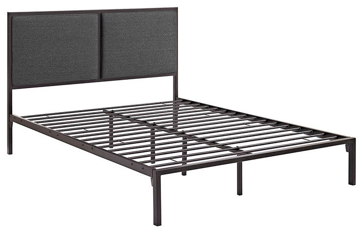 Modway Della King Fabric Bed, Brown Gray