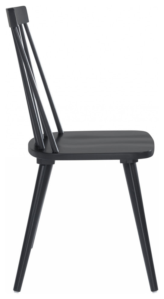Set of Two Modern Black Armless Spindle Dining Chairs