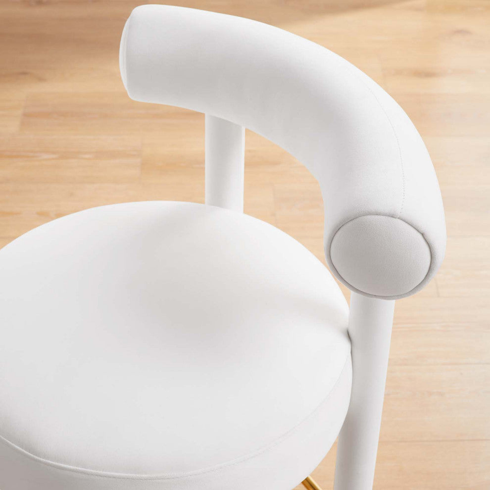 Toulouse Performance Velvet Counter Stool - White Gold