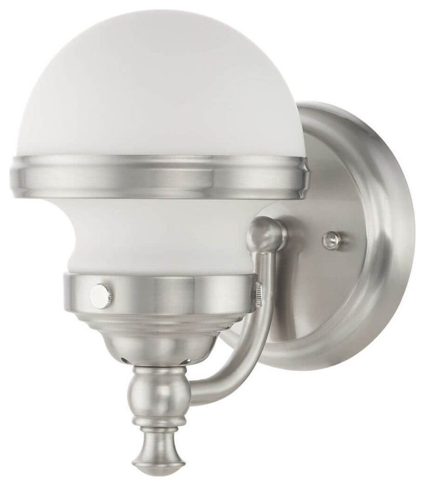 Livex Oldwick 1 Light 6" Bath Light-Wall Sconce, Brushed Nickel