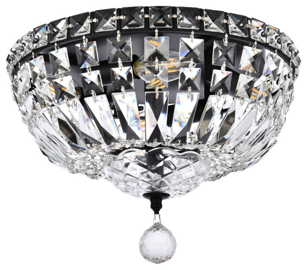 Elegant Lighting V2528F12/RC Tranquil 4 Light 12"W Flush Mount - Black