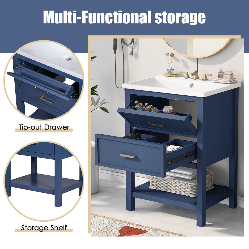 Gewnee Modern Bathroom Storage Cabinet with 2 Drawers