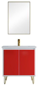 Dello 30" Single Bathroom Vanity Set With V Legs, Red