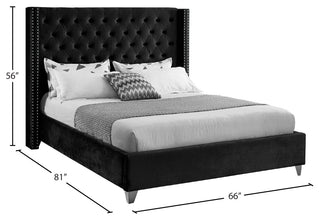 Ames Velvet Bed, Black, Full