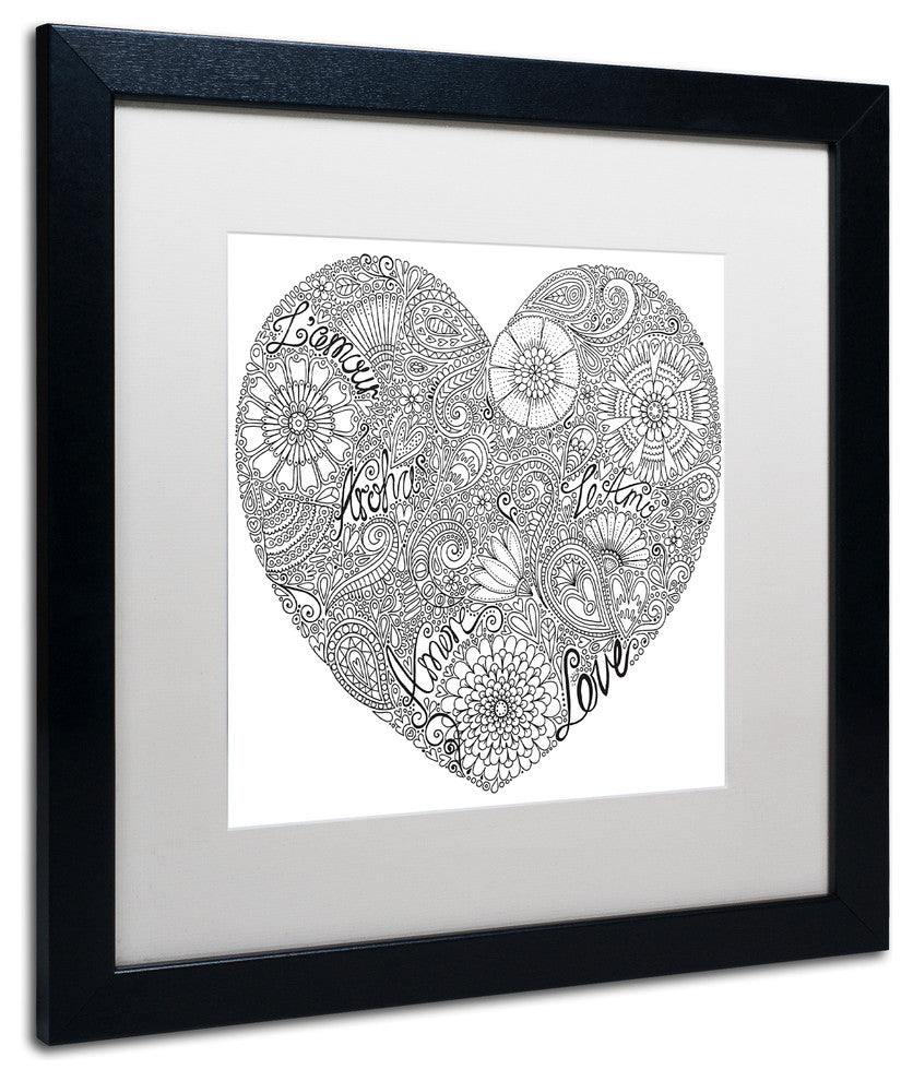 Hello Angel ''Love Heart'' Art, Black Frame, White Mat, 16x16