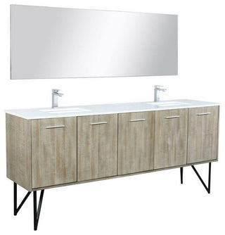 Lancy Modern 80" Rustic Acacia Double Sink Bathroom Vanity Set, Labaro Brushed N