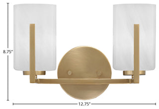 Atlas 2-Light Bath Bar, New Age Brass/White Marble