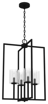 19" Kerrison Natural Iron, Clear Glass 4-Light Pendant