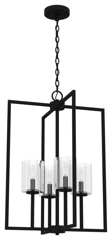 19" Kerrison Natural Iron, Clear Glass 4-Light Pendant