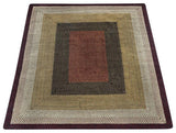 Burgundy/Mustard Oblong Braided Rug, 8'x10'