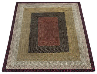 Burgundy/Mustard Oblong Braided Rug, 8'x10'