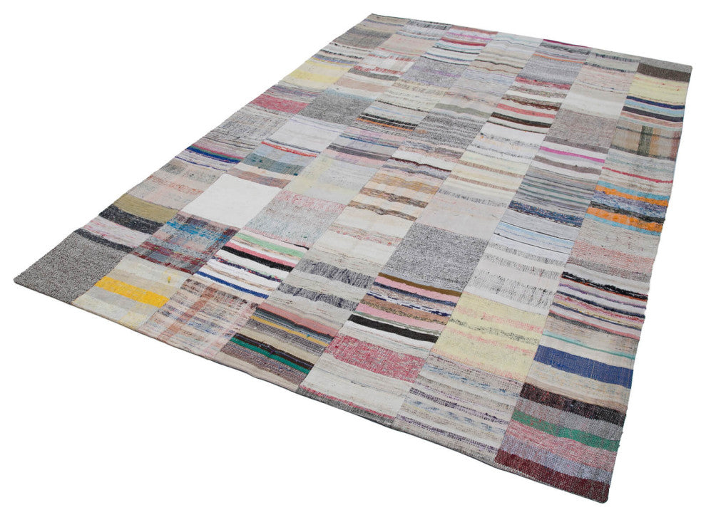 Rug N Carpet - Handmade Oriental 6' 7'' x 9' 10'' Unique Patchwork Kilim Rug