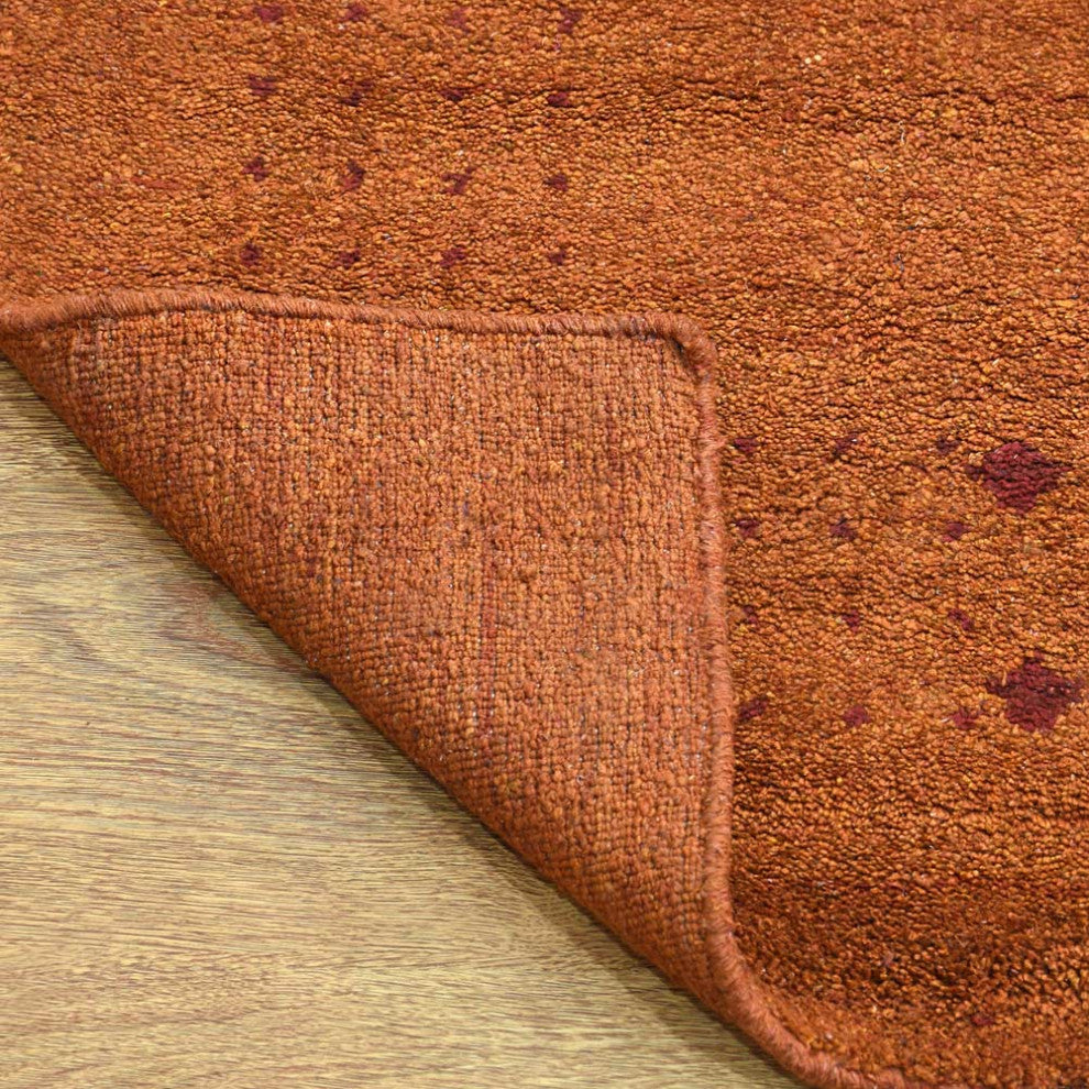 HAND KNOTTED LOOM SILK ECO-FRIENDLY AREA RUGS -8'x8',Square,Orange,Contemporary