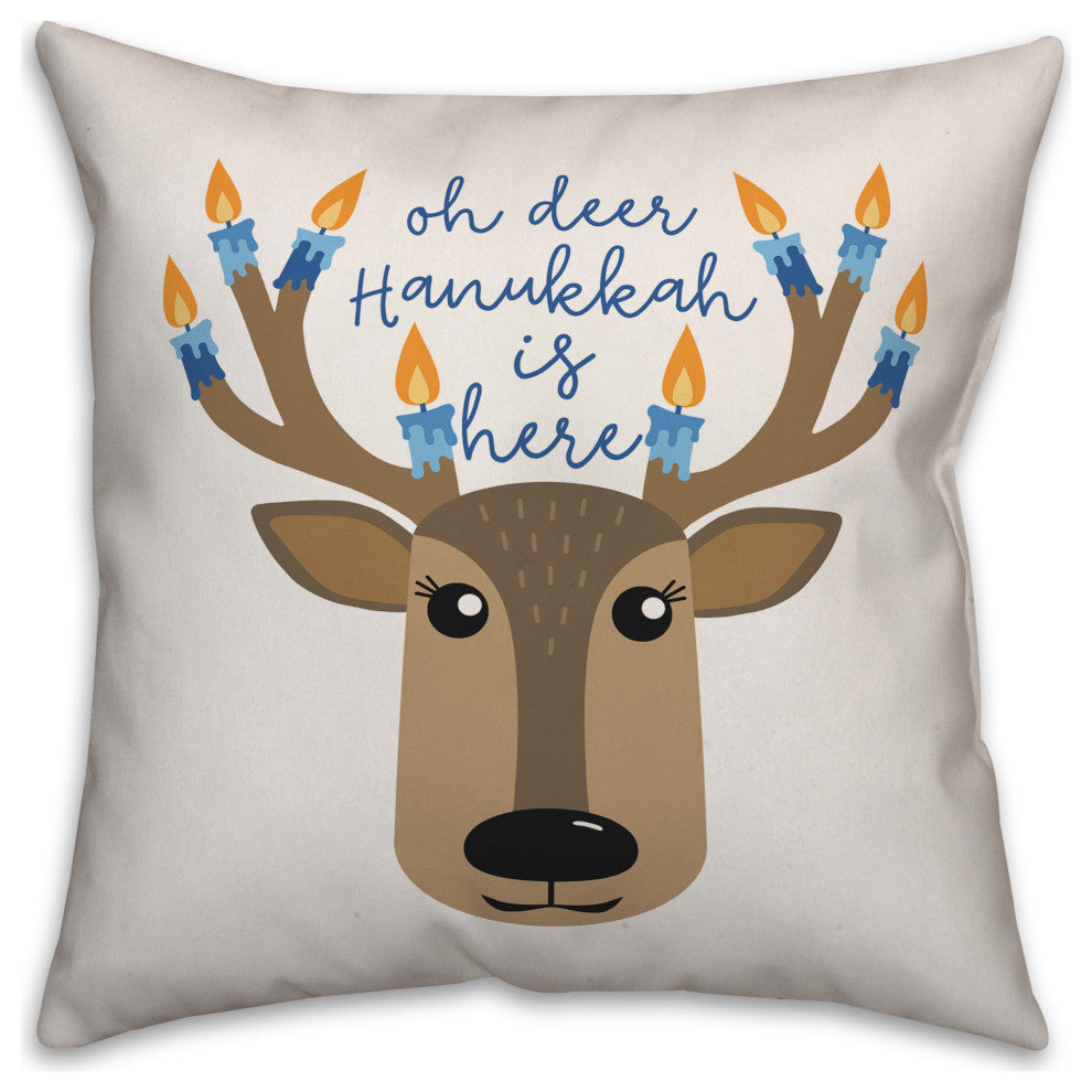 Hanukkah Deer 16"x16" Throw Pillow Cover