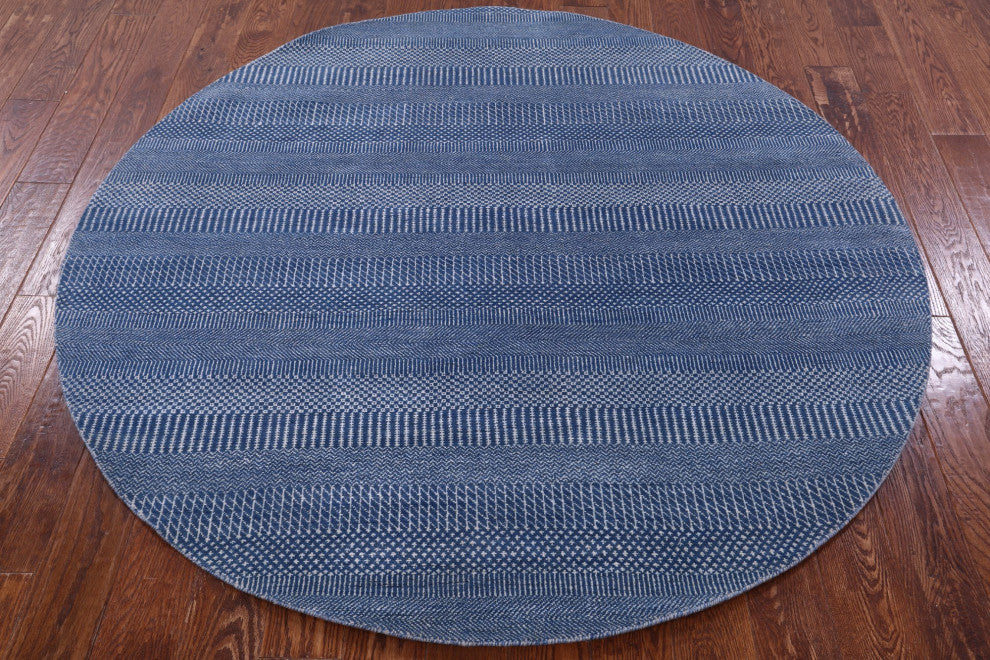 6' Round Savannah Grass Hand Knotted Wool and Silk Rug Q11474