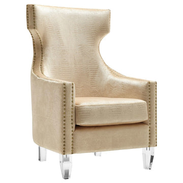 TOV Furniture Gramercy Gold Croc Velvet Wing Chair