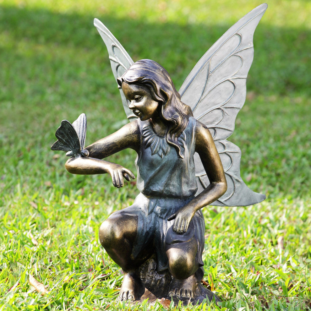 Grace Garden Sculpture - Fairy And Butterfly