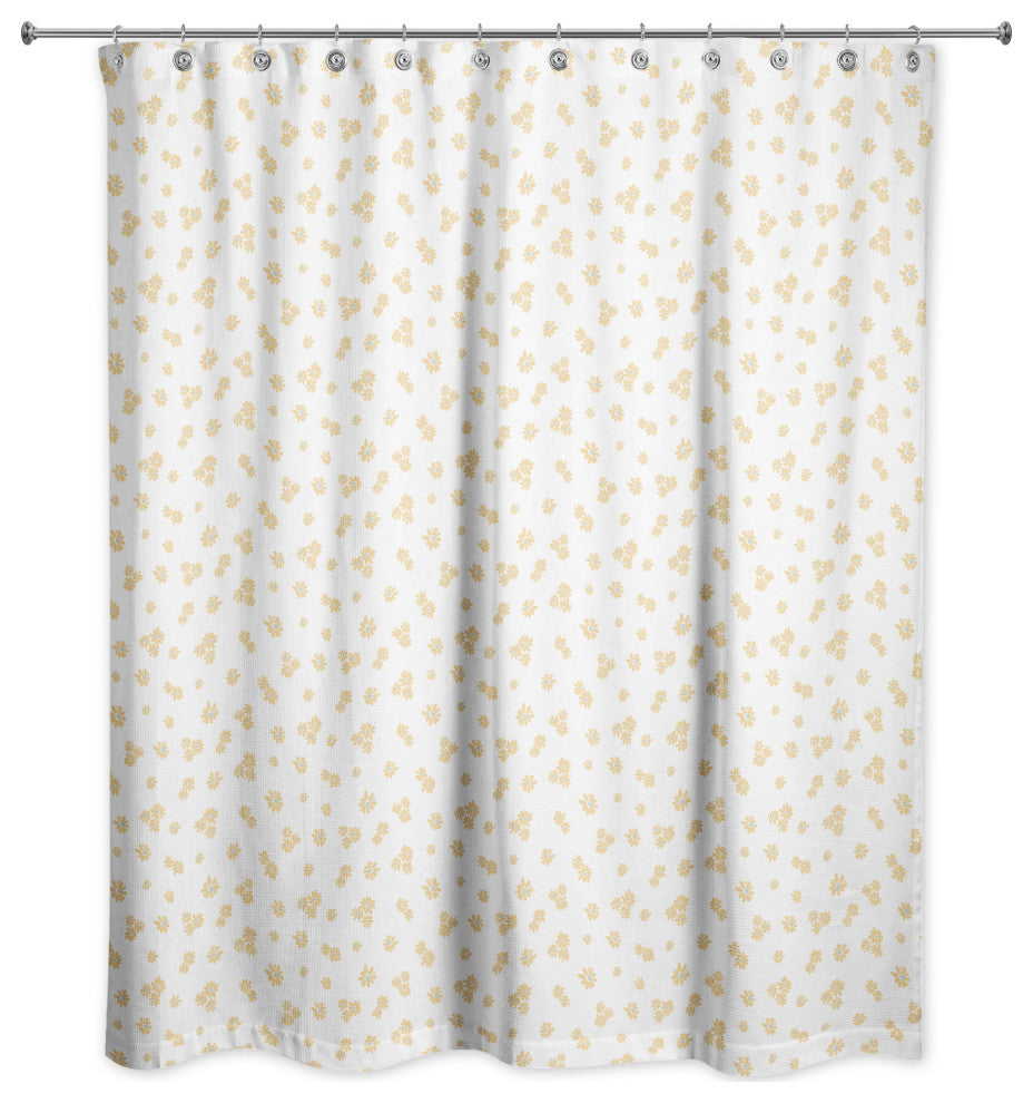Yellow Daisy Pattern 71x74 Shower Curtain