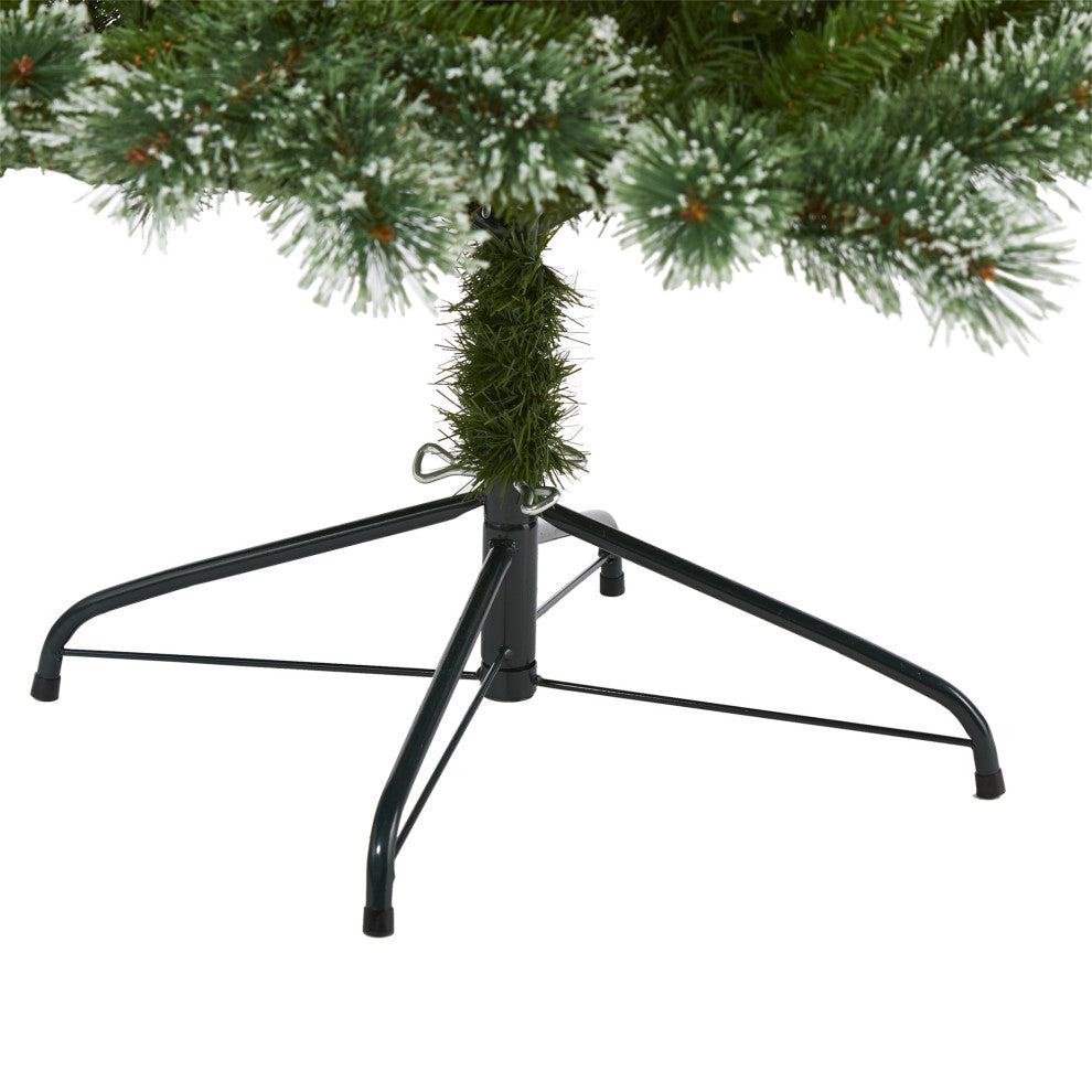 7' Wisconsin Slim Snow Tip Pine Faux Christmas Tree With 400 Clear LED Lights