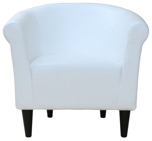Attractive Leather Upholstered Club Chair, White