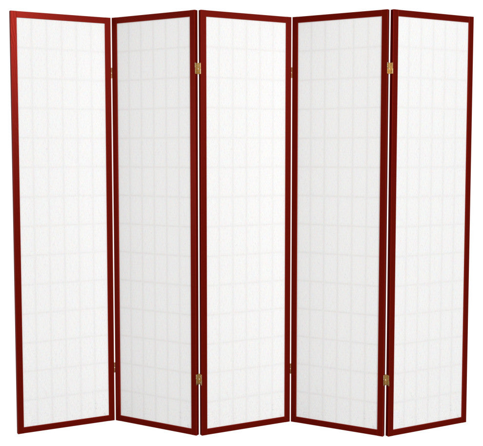 6' Tall Window Pane Shoji Screen, Rosewood, 5 Panels