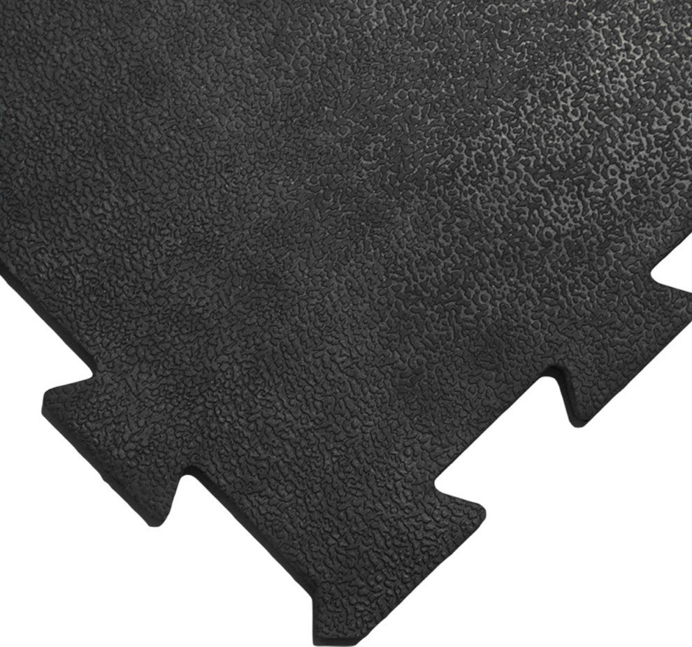 Rubber-Cal "Armor Lock" Interlocking Rubber Tiles, Black, 4 Pack