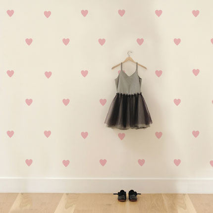 Hearts large Wall Decal, Carnation Pink