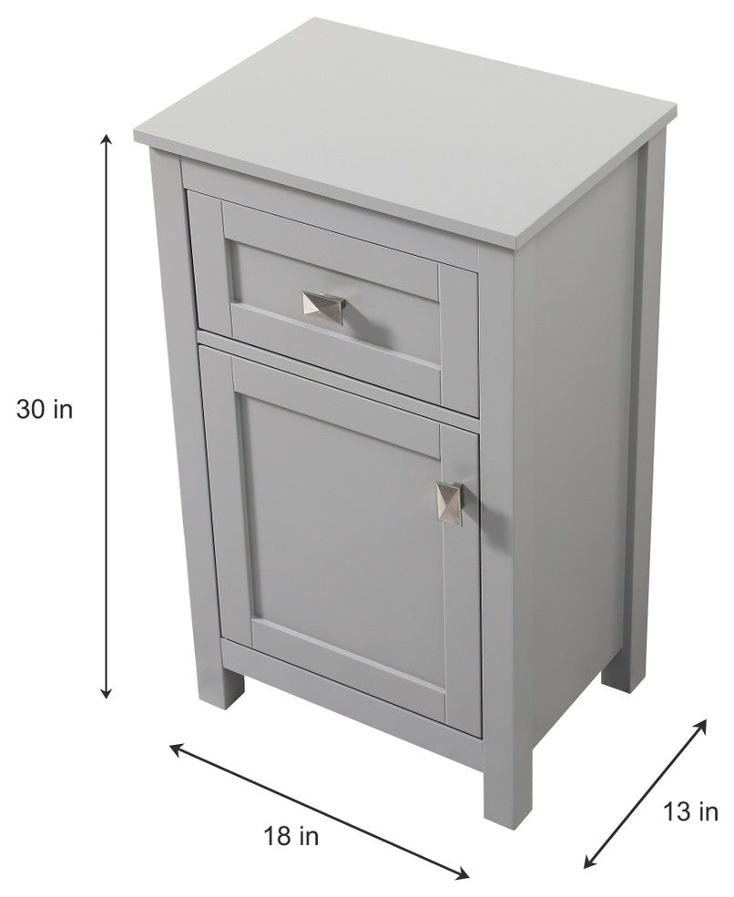 18" Wide Bathroom Storage Freedstanding Cabinet, Grey
