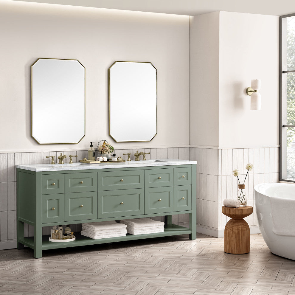 Breckenridge 72" Double Vanity, Smokey Celadon, 3CM Arctic Fall Top