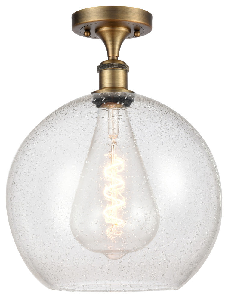 Innovations 516-1C-BB-G124-12 1 Light Semi-Flush Mount, Brushed Brass