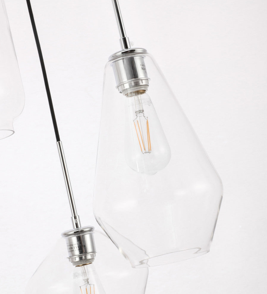 Elegant Lighting LD2268 Gene 3 Light 17"W Multi Light Pendant - Black