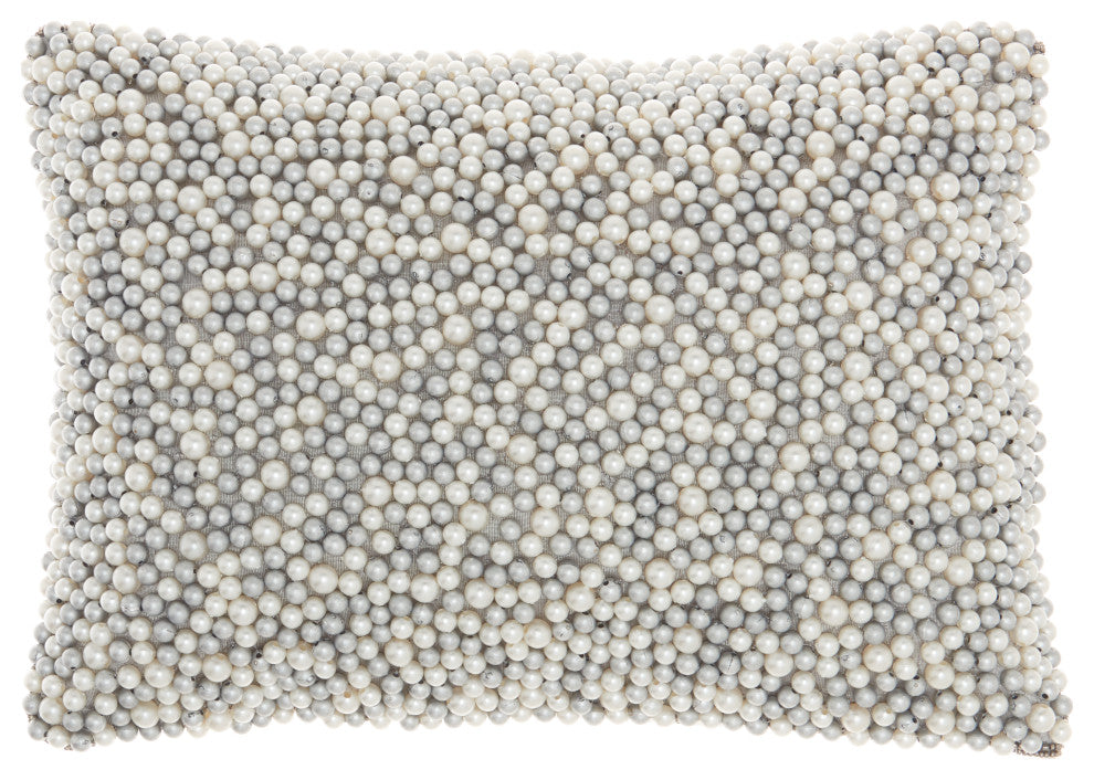 Mina Victory Z2001 Throw Pillow, Ivory/Silver, 10" X 14"