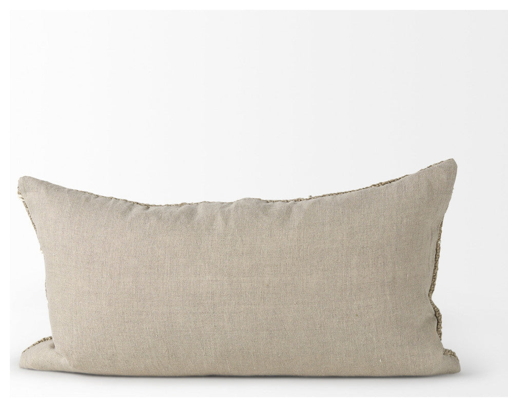Rustic Sand and White Lumbar Decorative Pillow Cover
